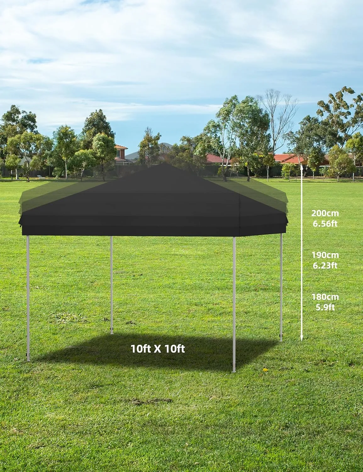 10'x10' Pop Up Canopy  Waterproof & UV-Resistant Outdoor Canopy with Center Lock and 3 Sidewalls, for Picnics, Camping, Beach Tent, and Outdoor Gatherings,Black
