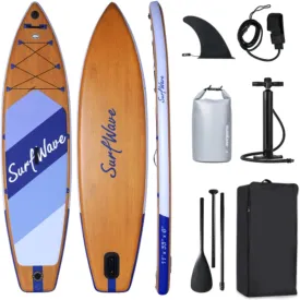 11'x34 x6 Inflatable Stand Up Paddle Board, Surf Paddle Board, Surfboard, with Accessories, Versatile Universal Travel Board, PVC Brushed Material, Maximum Weight Capacity 330 Lbs