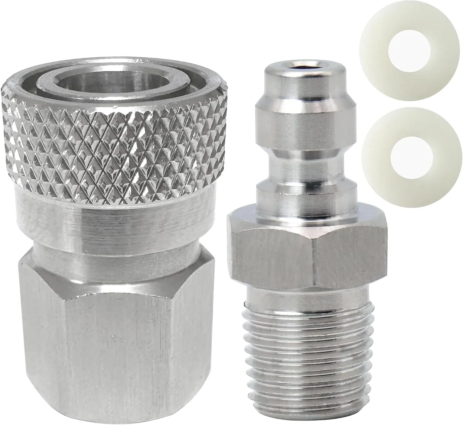 1/8 NPT Female Connector and 8mm Male Plug Fill Nipple Quick-Disconnect Set, Stainless Steel Remote Line Male & Female Set for PCP Foster Paintball Airsoft Air Gun Tool