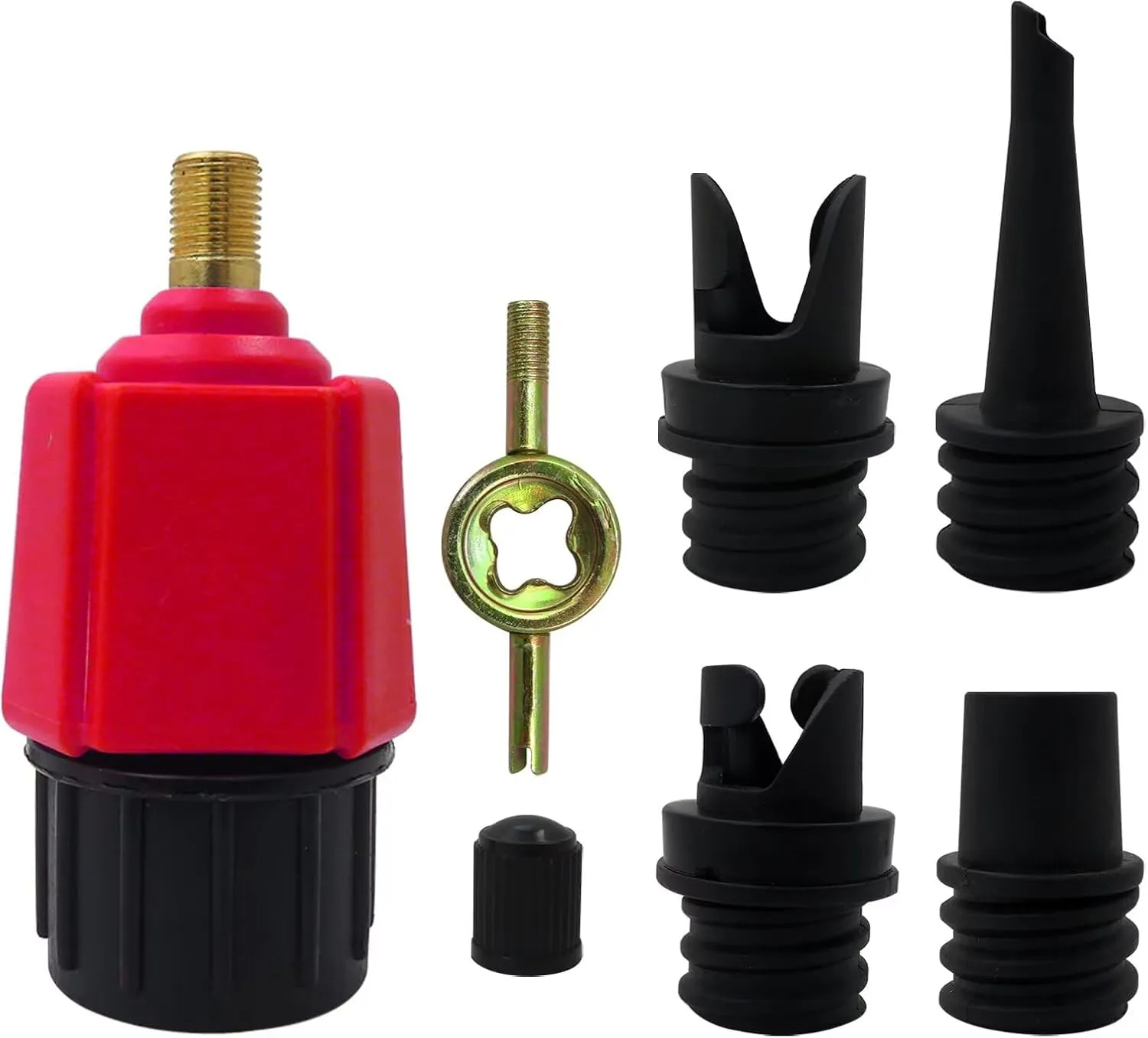 2025 New 4 in 1 Inflatable Pump Air Valve Converter Adapter with 4 Air Valve Nozzles for Inflatable Boat, Stand Up Paddle Board, Inflatable Bed