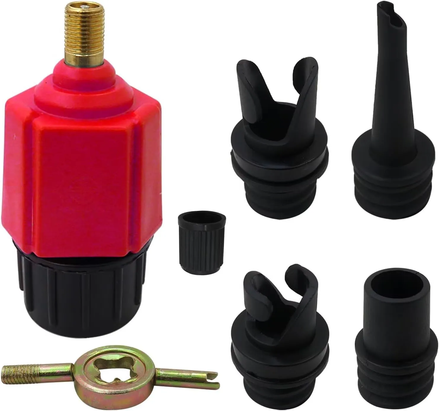 2025 New 4 in 1 Inflatable Pump Air Valve Converter Adapter with 4 Air Valve Nozzles for Inflatable Boat, Stand Up Paddle Board, Inflatable Bed