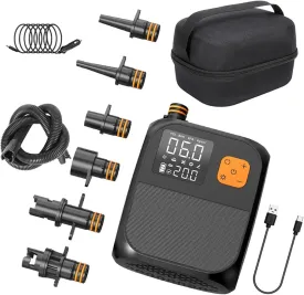 25PSI High Pressure Smart SUP Air Pump Rechargeable Paddle Board Pump with 8000mAh Battery Intelligent Dual Stage Inflation Auto-Off Air Pump for Stand Up Paddleboards Tent