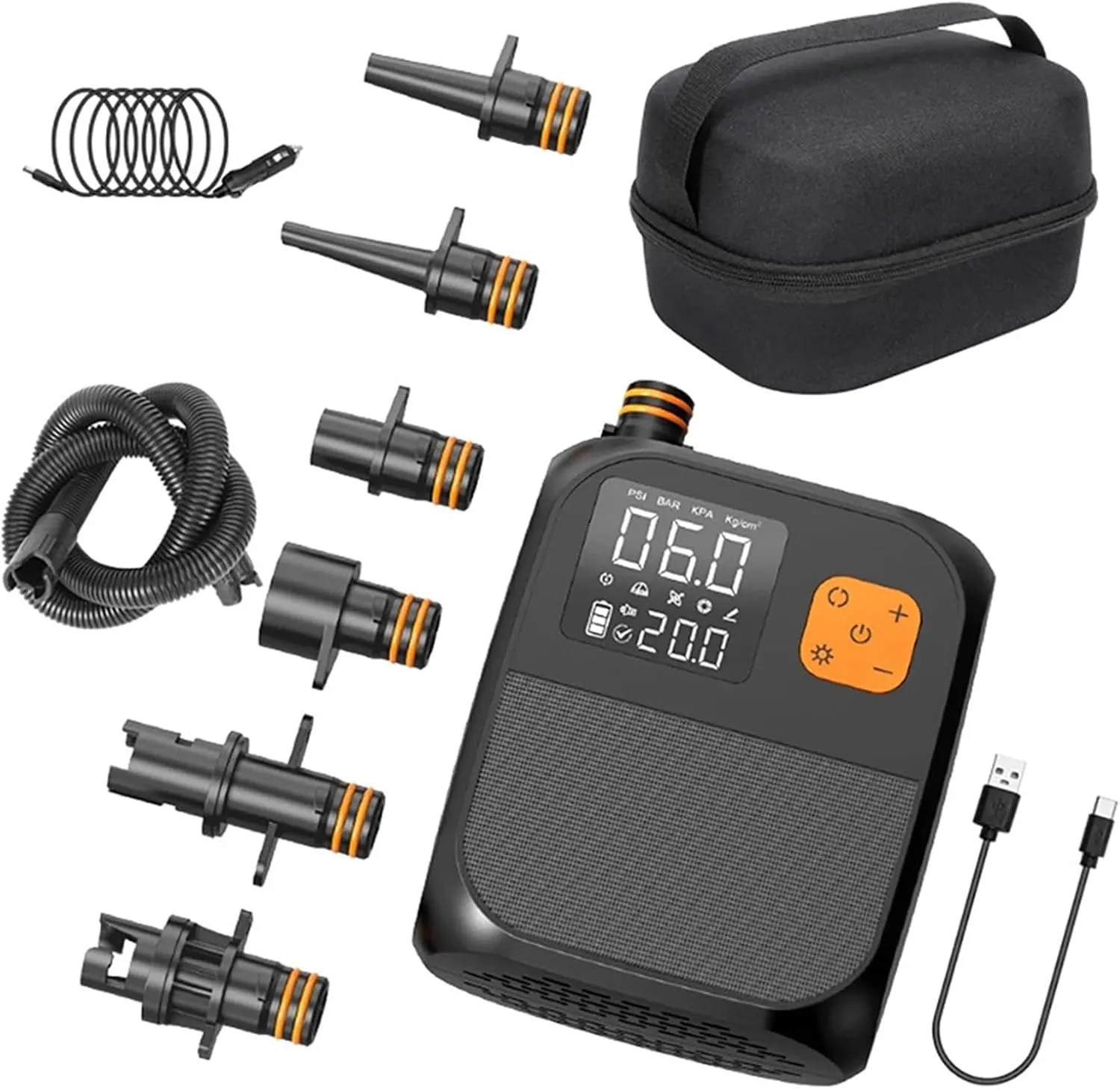 25PSI High Pressure Smart SUP Air Pump Rechargeable Paddle Board Pump with 8000mAh Battery Intelligent Dual Stage Inflation Auto-Off Air Pump for Stand Up Paddleboards Tent