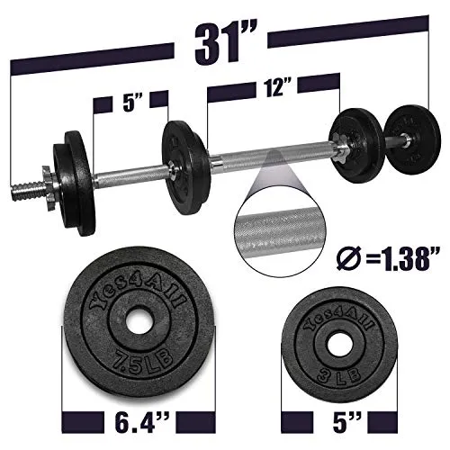 50 lbs Adjustable Dumbbell (25 lbs x 2 pcs)   Dumbbell Bar Connector, Combo/Set