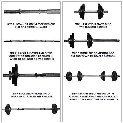 50 lbs Adjustable Dumbbell (25 lbs x 2 pcs)   Dumbbell Bar Connector, Combo/Set