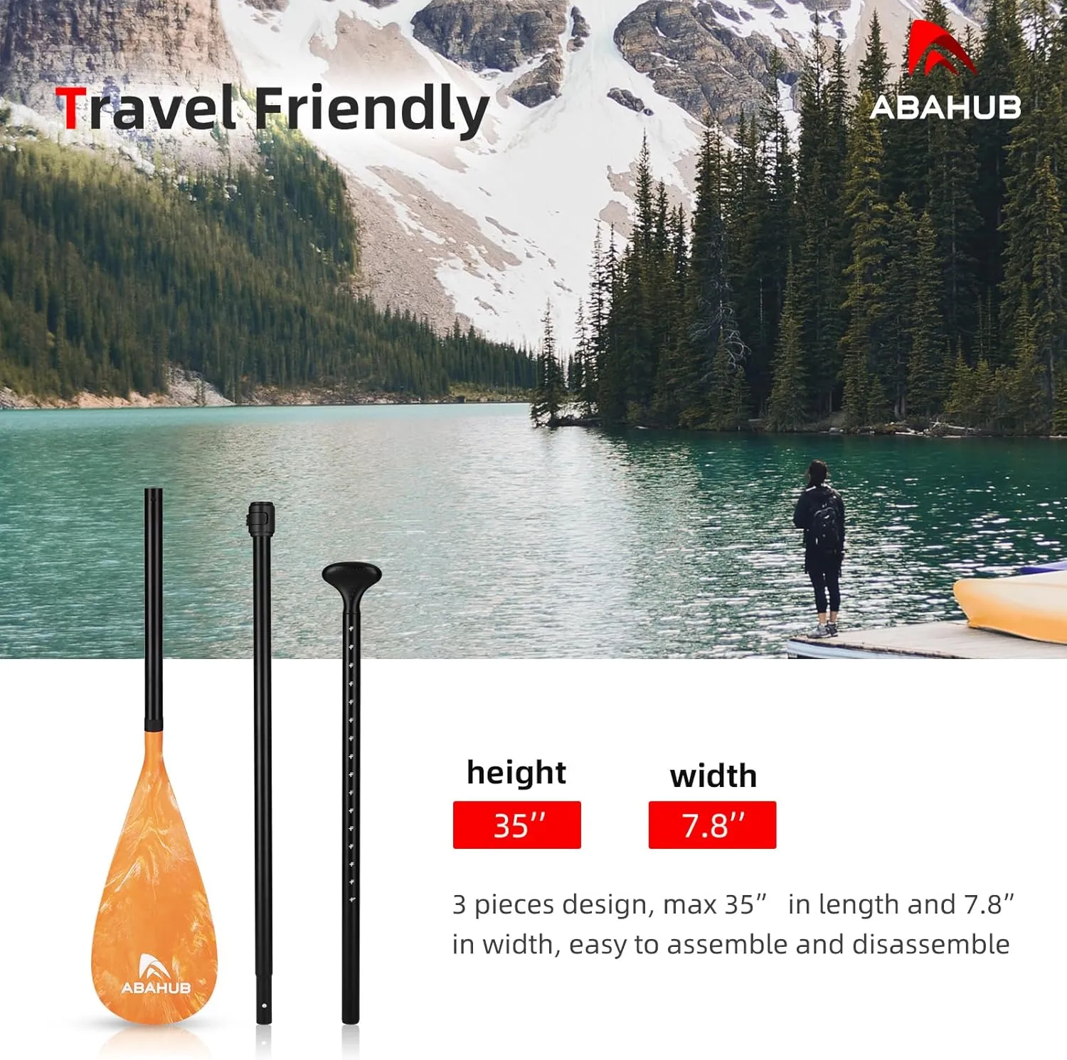 Abahub 3-Piece Stand up Paddles, Lightweight Paddleboard Paddle Oars for Paddleboard, Adjustable Aluminum Alloy Shaft 68" - 84"
