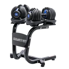 Adjustable Dumbbells Powertrain Set 2x24kg 48kg With Stand-Blue