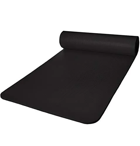 Aduro Sport Yoga Workout Mat, Extra Thick Yoga Foam Mat for Home Gym Exercise Mat with Carrying Strap (Black)