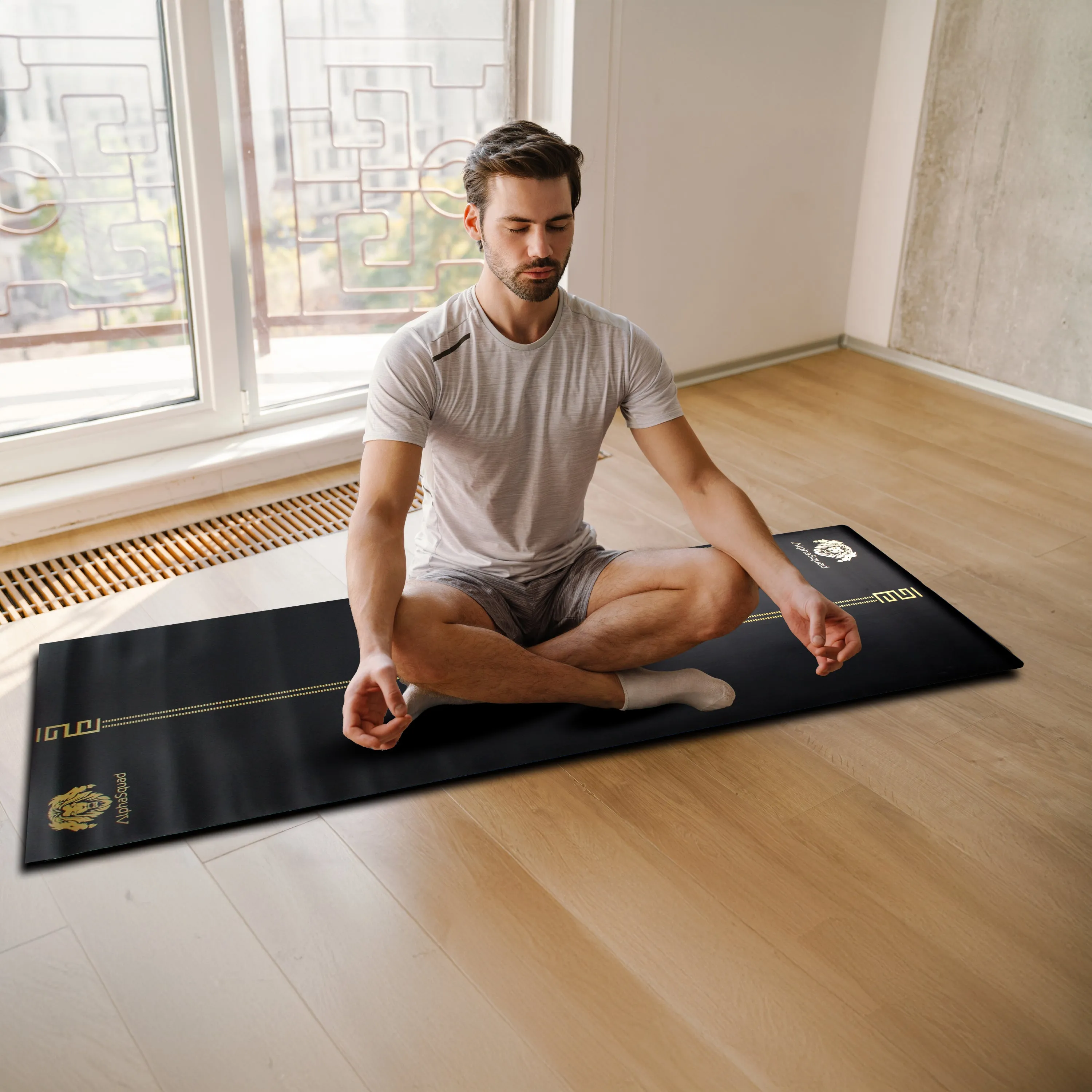 AlphaSquad Premium Yoga Mat - 5mm Thick Non Slip & Fitness Mat for All Types of Yoga, Pilates & Floor Workouts