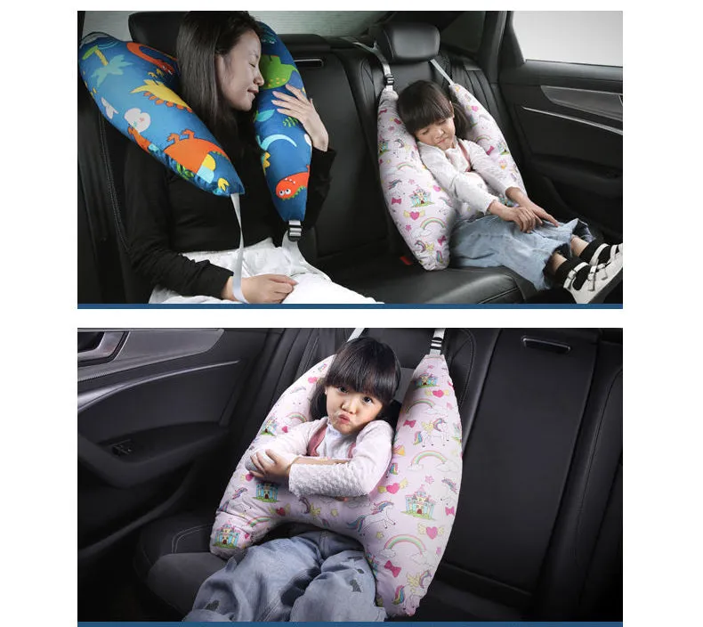 Anypack Car Travel Pillow UShape Giraffe Pattern Children Travel Pillow Cushion for Car Seat, Safety Neck Pillow for Kids