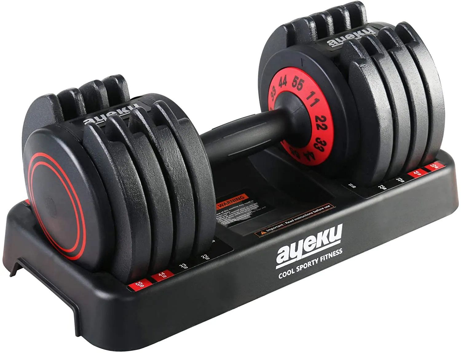 AyeKu Adjustable Dumbbell, 25/55 lbs Single Hand Weight for Men and Women,Dumbell Weight for Home Gym