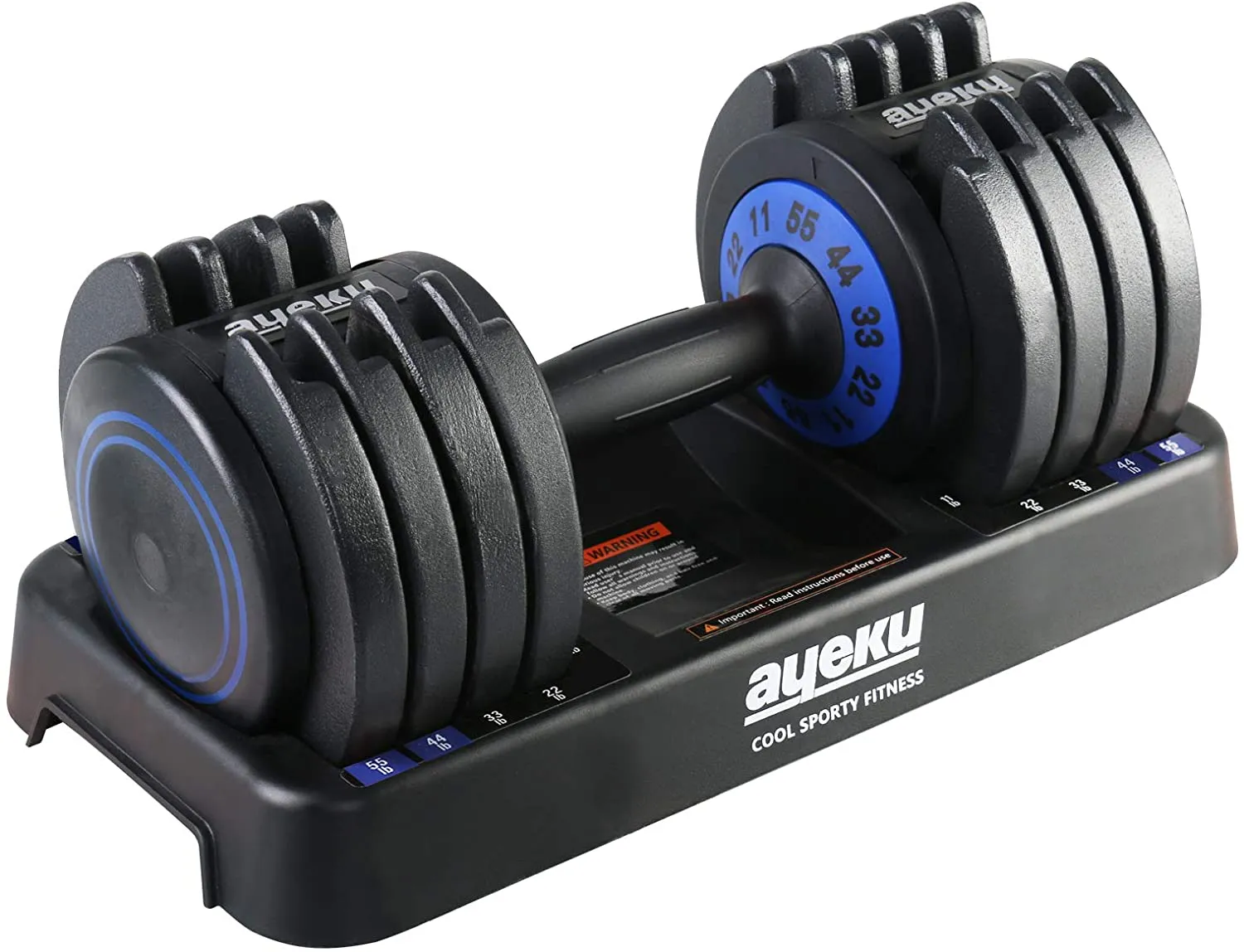 AyeKu Adjustable Dumbbell, 25/55 lbs Single Hand Weight for Men and Women,Dumbell Weight for Home Gym