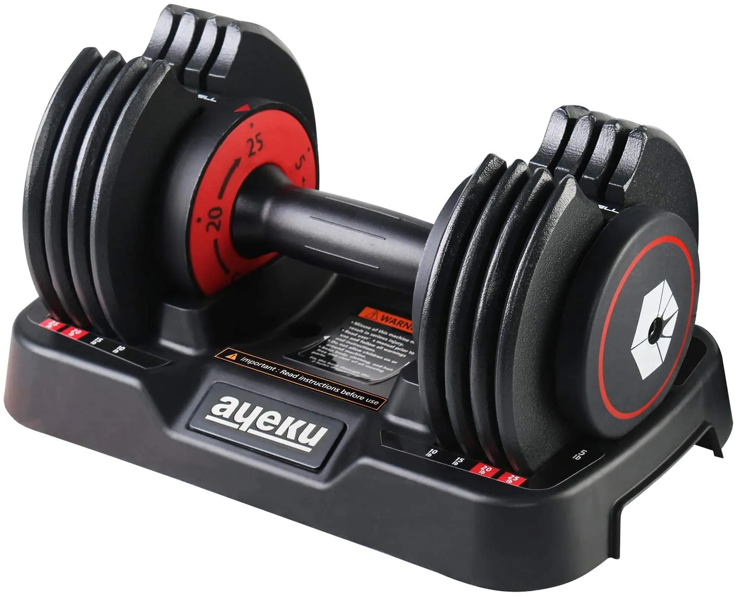 AyeKu Adjustable Dumbbell, 25/55 lbs Single Hand Weight for Men and Women,Dumbell Weight for Home Gym