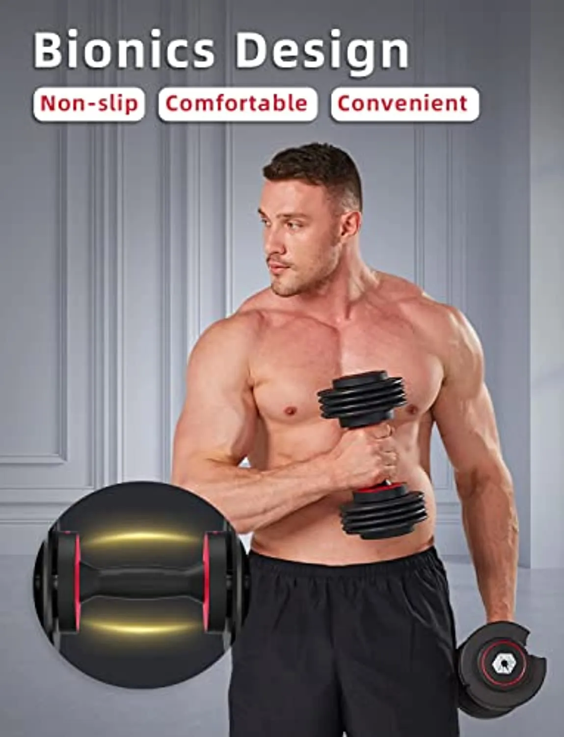 AyeKu Adjustable Dumbbell, 25/55 lbs Single Hand Weight for Men and Women,Dumbell Weight for Home Gym