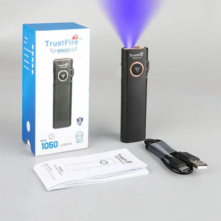 Black-TrustFire Mini X3 EDC Multi-Function Flashlight Available with white light, flood light, green laser, and UV or red light options(BUY NOW AND ENJOY AUTOMATIC 20% OFF)