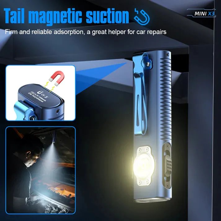 Black-TrustFire Mini X3 EDC Multi-Function Flashlight Available with white light, flood light, green laser, and UV or red light options(BUY NOW AND ENJOY AUTOMATIC 20% OFF)