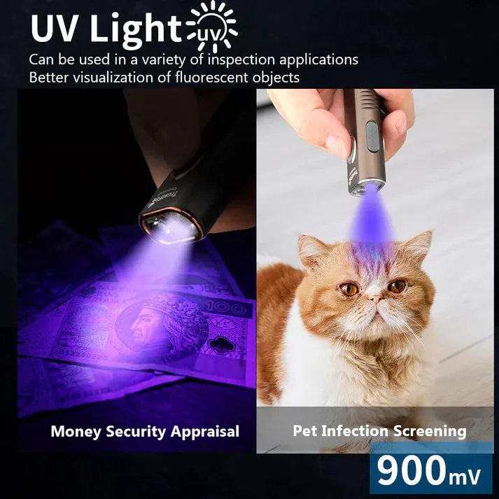 Black-TrustFire Mini X3 EDC Multi-Function Flashlight Available with white light, flood light, green laser, and UV or red light options(BUY NOW AND ENJOY AUTOMATIC 20% OFF)