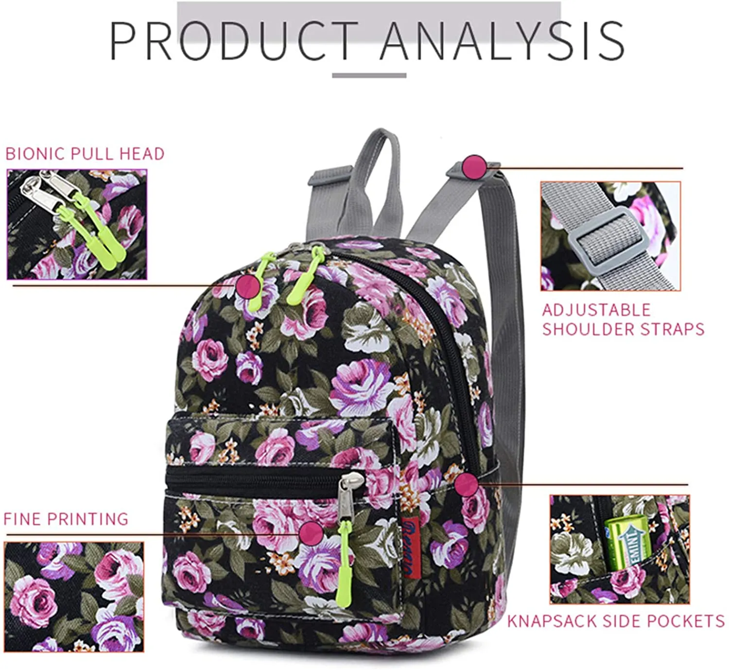 Bravo Floral Mini (10 Inch) School Backpack - Floral Red
