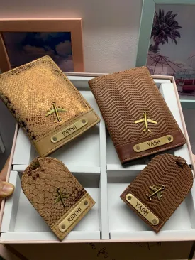 Couple Passport Cover & Luggage Tag - Bronze Gold Edition