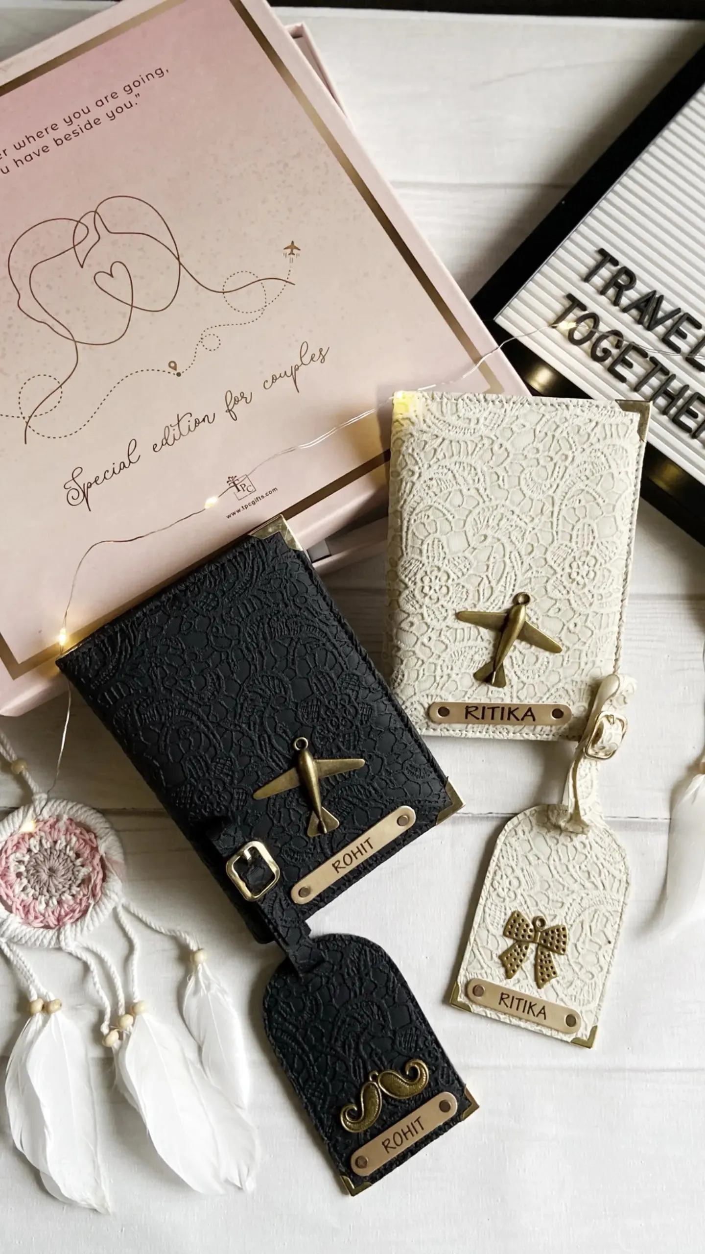 Couple Passport Cover and Luggage Tag Set - Glided Grace Edition