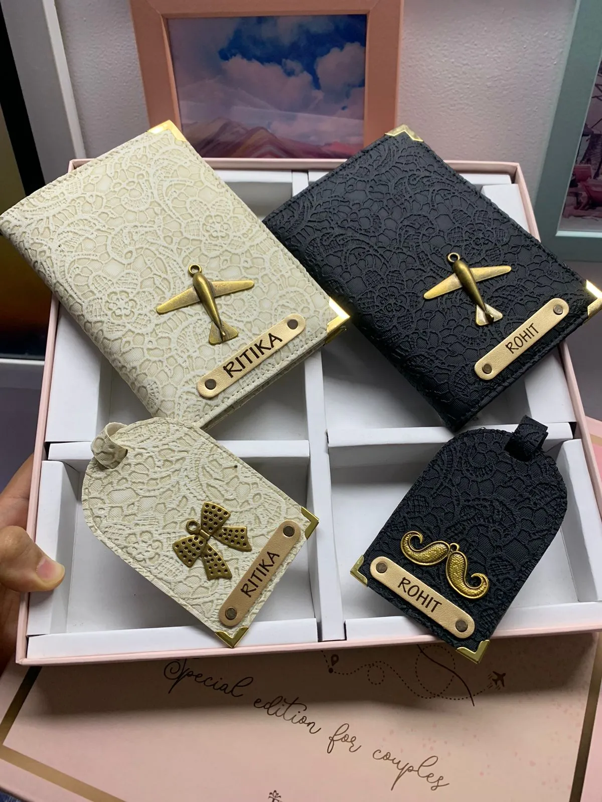 Couple Passport Cover and Luggage Tag Set - Glided Grace Edition