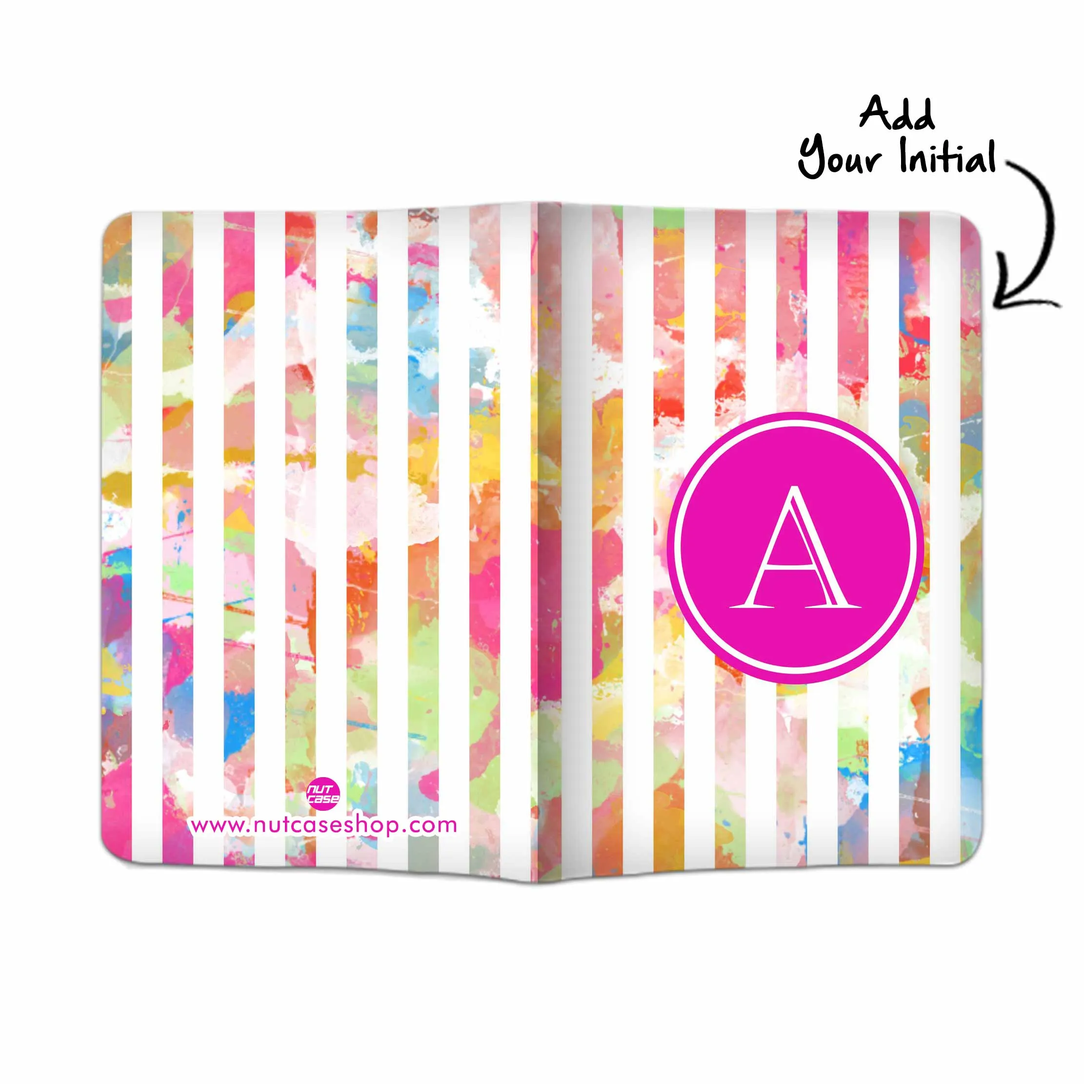 Customized Passport Cover and Luggage Tag Set - Colorful Pink Lines