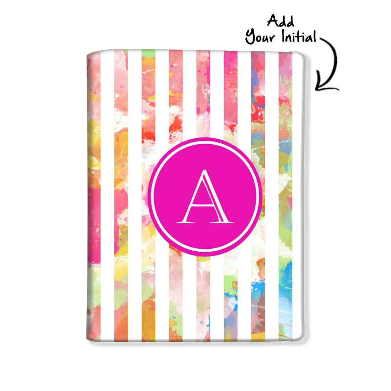 Customized Passport Cover and Luggage Tag Set - Colorful Pink Lines