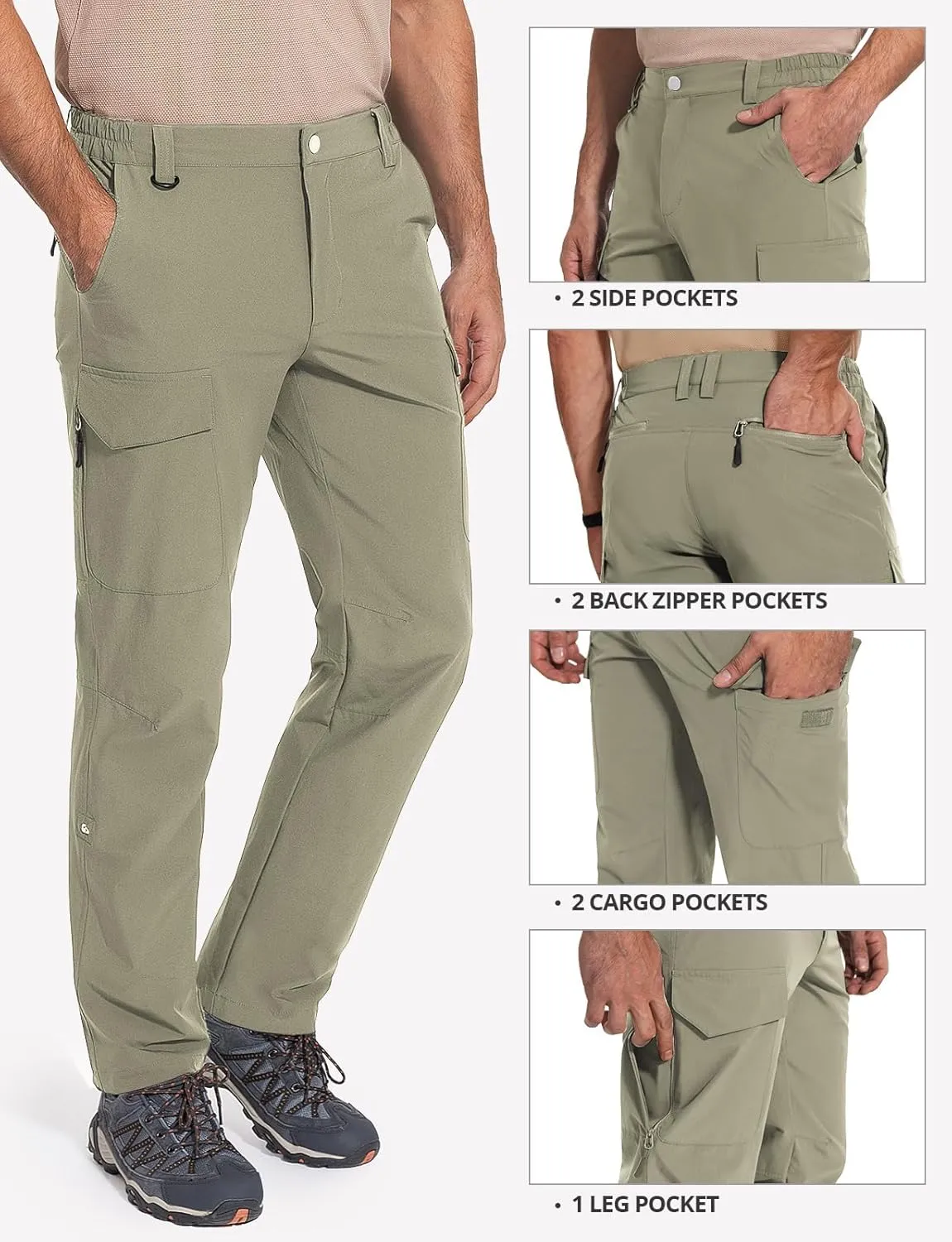 Cycorld Men's-Hiking-Pants-Lightweight-Water-Resistant-Quick-Dry Stretch for Travel Camping Fishing Outdoor