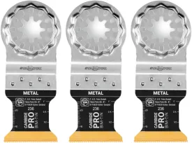 Fein Starlock E-Cut Carbide Pro Saw Blade - Precision Cutting for Hard Metals, Tempered Screws and Abrasive Materials, TiN Coated, 1-1/4" Width, 1-5/8" Length, 3-Pack - 63502236270