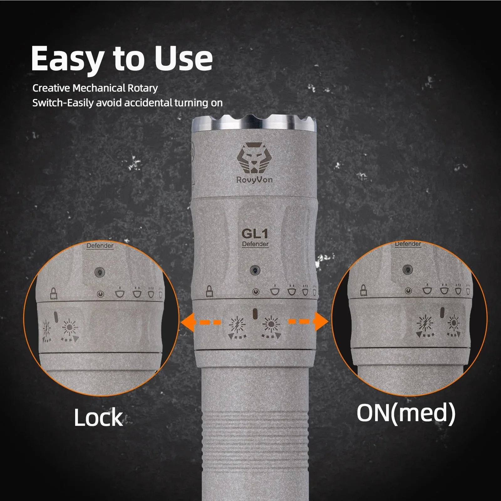 GL1 3200 Lumens Rotary Tactical Flashlight