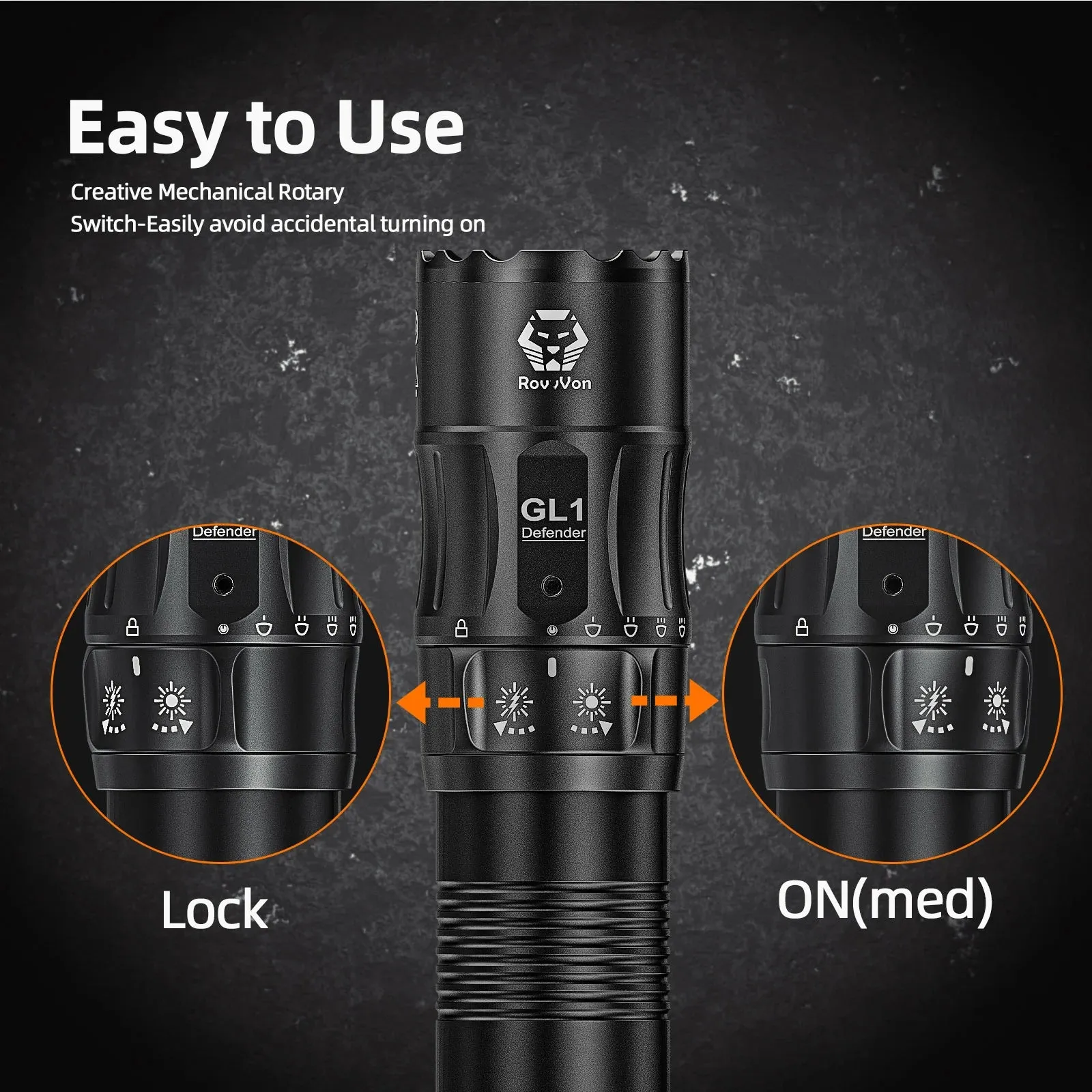 GL1 3200 Lumens Rotary Tactical Flashlight