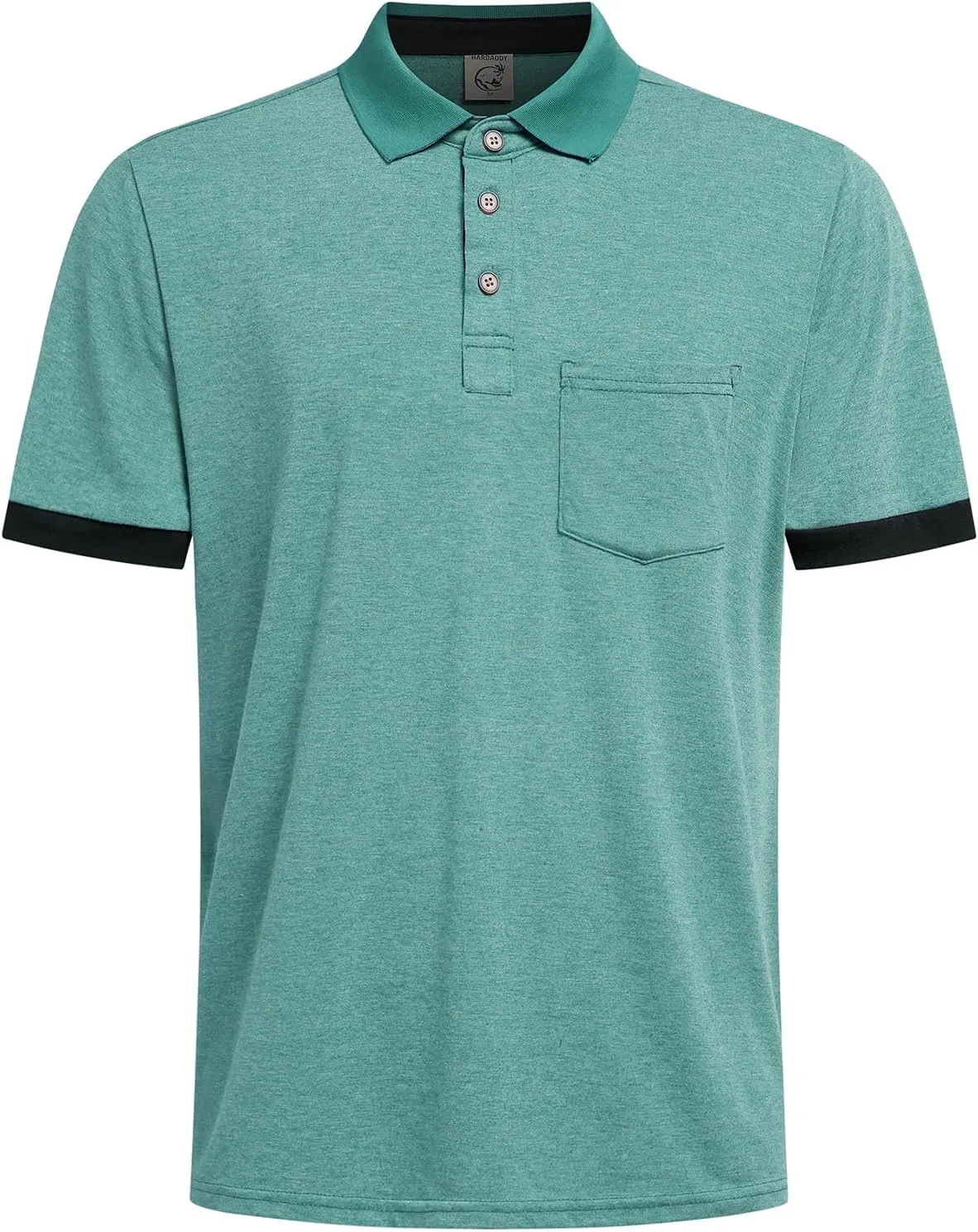Hardaddy Men's Casual Polo Shirt with Pocket Contrast Color Short Sleeve Business Work Shirts Summer Tees Top Shirt