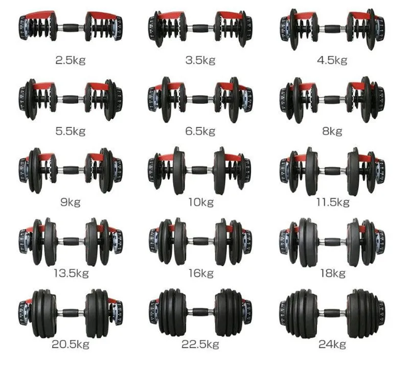 IMFIT 5lb-52.5lb Adjustable Dumbbell with Free Hand Grip- Weight adjusts from 5 to 52.5 lbs. 15 Adjustable Weight Settings, Space Efficient Compact Design, Easily Switch Exercises