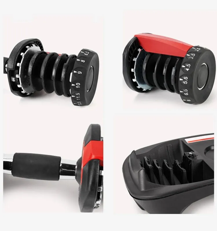 IMFIT 5lb-52.5lb Adjustable Dumbbell with Free Hand Grip- Weight adjusts from 5 to 52.5 lbs. 15 Adjustable Weight Settings, Space Efficient Compact Design, Easily Switch Exercises