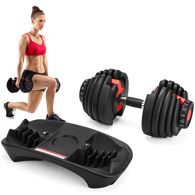 IMFIT 5lb-52.5lb Adjustable Dumbbell with Free Hand Grip- Weight adjusts from 5 to 52.5 lbs. 15 Adjustable Weight Settings, Space Efficient Compact Design, Easily Switch Exercises