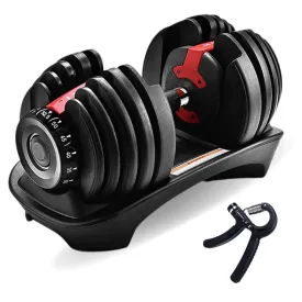 IMFIT 5lb-52.5lb Adjustable Dumbbell with Free Hand Grip- Weight adjusts from 5 to 52.5 lbs. 15 Adjustable Weight Settings, Space Efficient Compact Design, Easily Switch Exercises