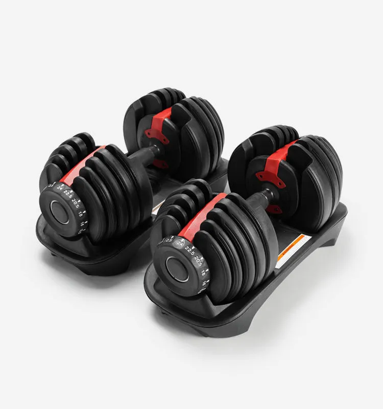 IMFIT 5lb-52.5lb Adjustable Dumbbell with Free Hand Grip- Weight adjusts from 5 to 52.5 lbs. 15 Adjustable Weight Settings, Space Efficient Compact Design, Easily Switch Exercises