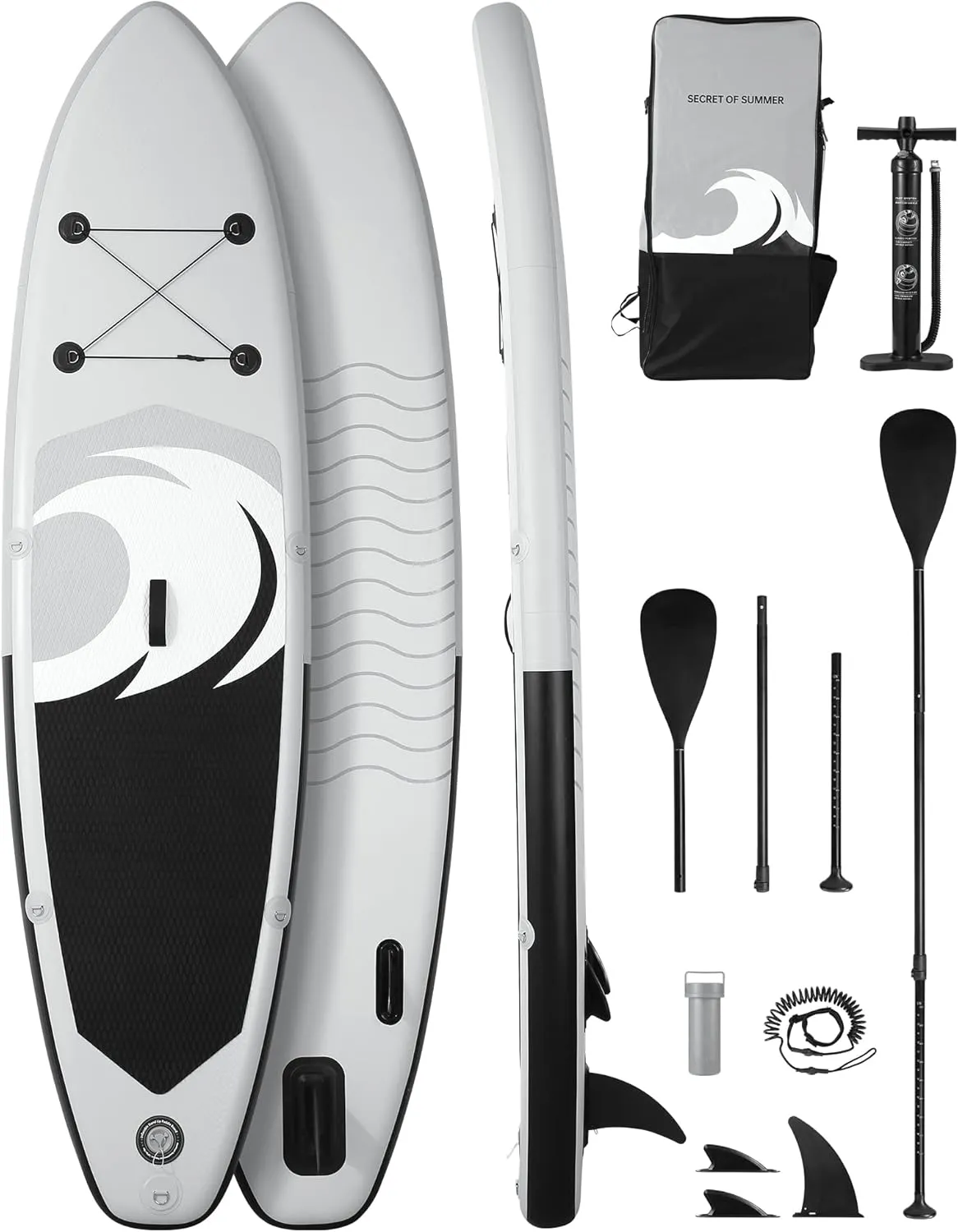 Inflatable Paddleboard Stand Up Paddle Board with SUP Board Accessories Leash &Pump 120'' * 30'' * 6'' Lightweight Paddle Board with Fins & Backpack for Fishing Yoga Adult Youth Kid