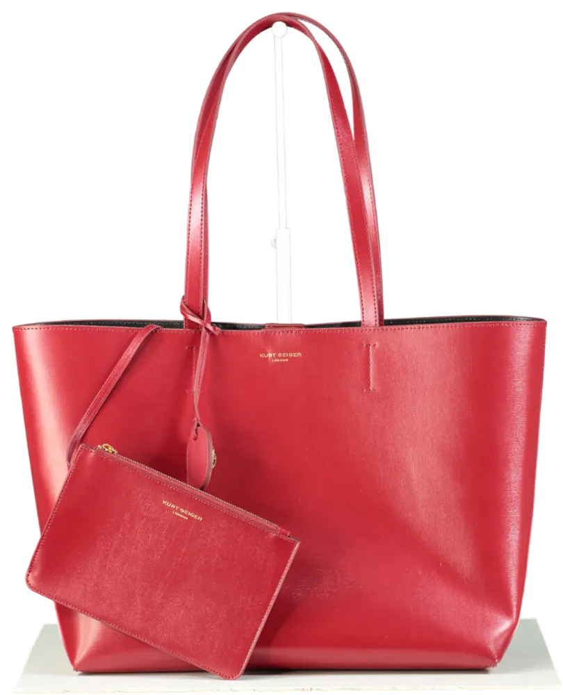 Kurt Geiger Red Leather Kensington Tote Bag