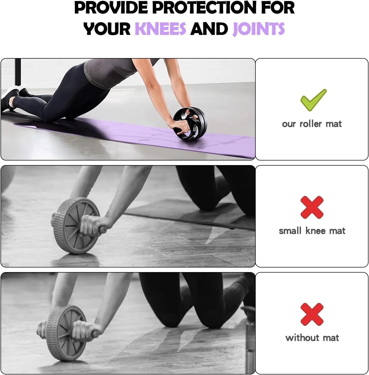 Mat for Ab Roller Wheel, Non Slip Abdominal Knee Mat, 6mm Thick