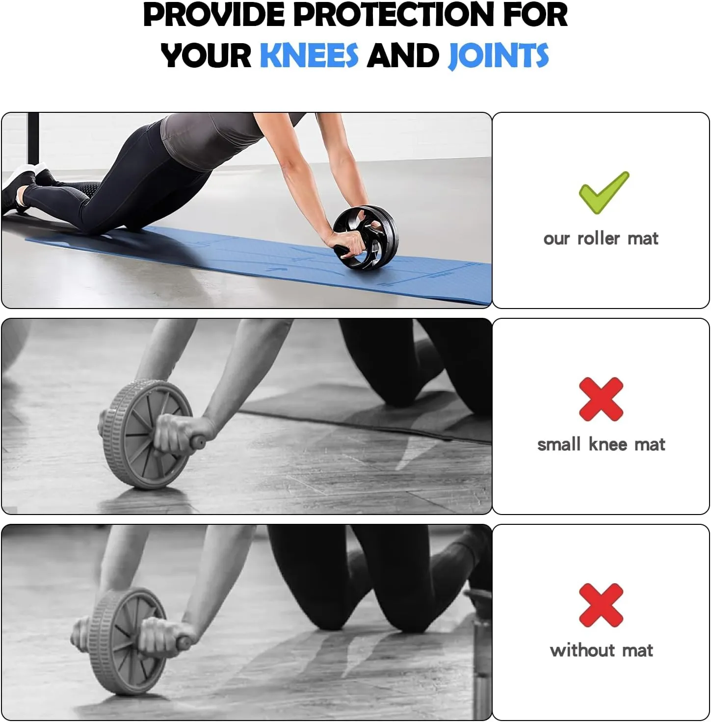 Mat for Ab Roller Wheel, Non Slip Abdominal Knee Mat, 6mm Thick