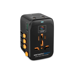 MICRODIA 1WorldAdapter™ PD65W GaN Pro™ with 3 x USB-C PD3.2 & USB-A QC4  PPS Fast Charging