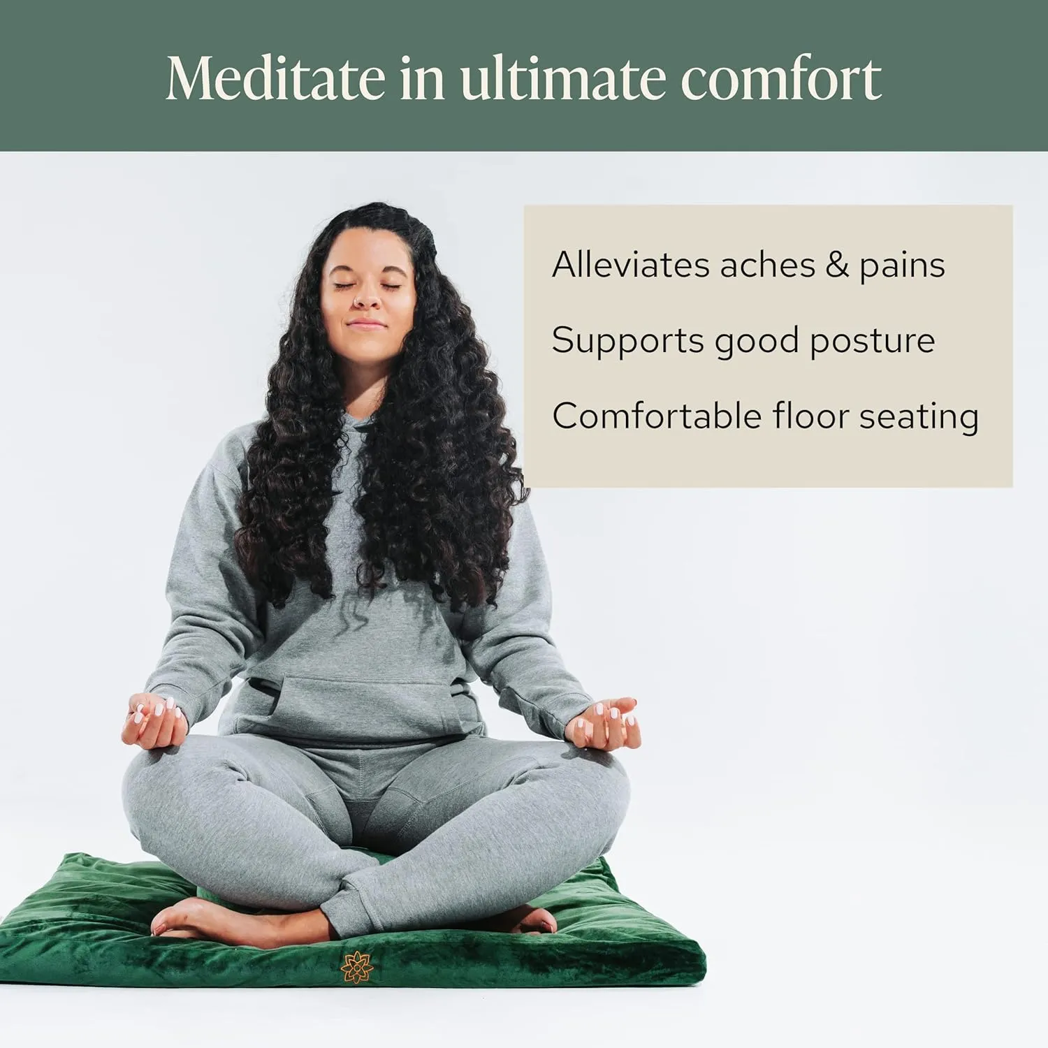 Mindful & Modern Zabuton Meditation Mat - Cotton Filled Yoga and Meditation Pad - Zabuton Meditation Cushion for Kneeling and Sitting Support - Large Rectangular Sitting Floor Pillow for Bench or Zafu