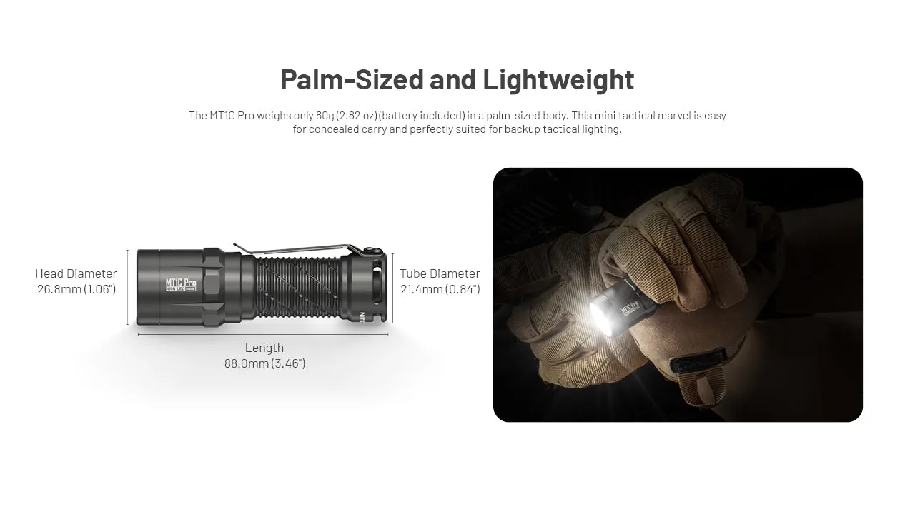 MT1C Pro 1000 Lumen Rechargeable EDC Flashlight