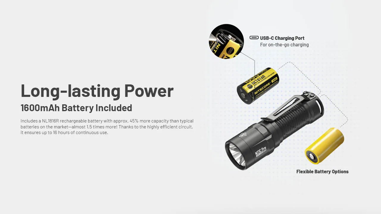 MT1C Pro 1000 Lumen Rechargeable EDC Flashlight
