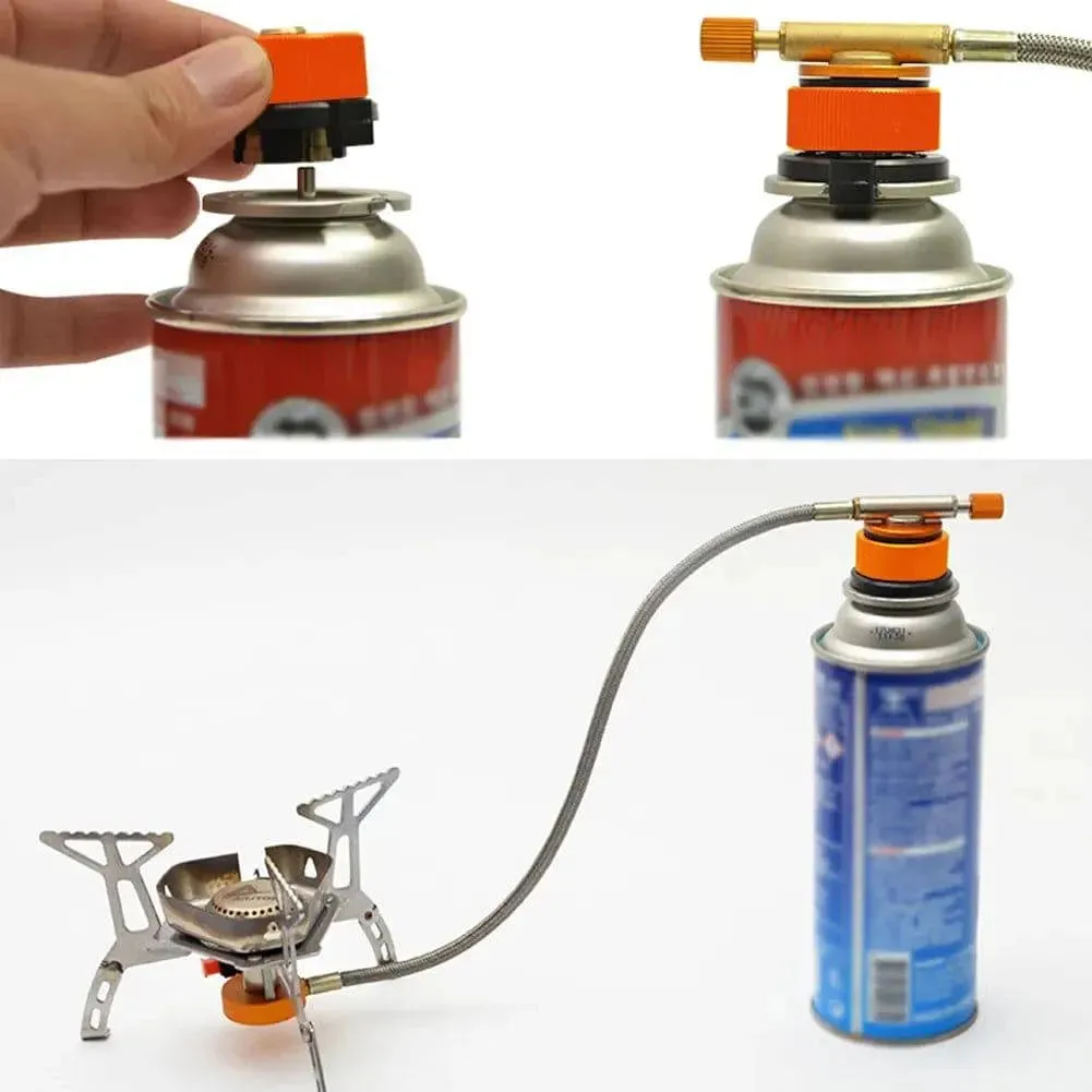 Outdoor Camping Hiking Stove Burner Adaptor Split Type Furnace Converter Connector Auto-off Gas Cartridge Tank Cylinder Adapter