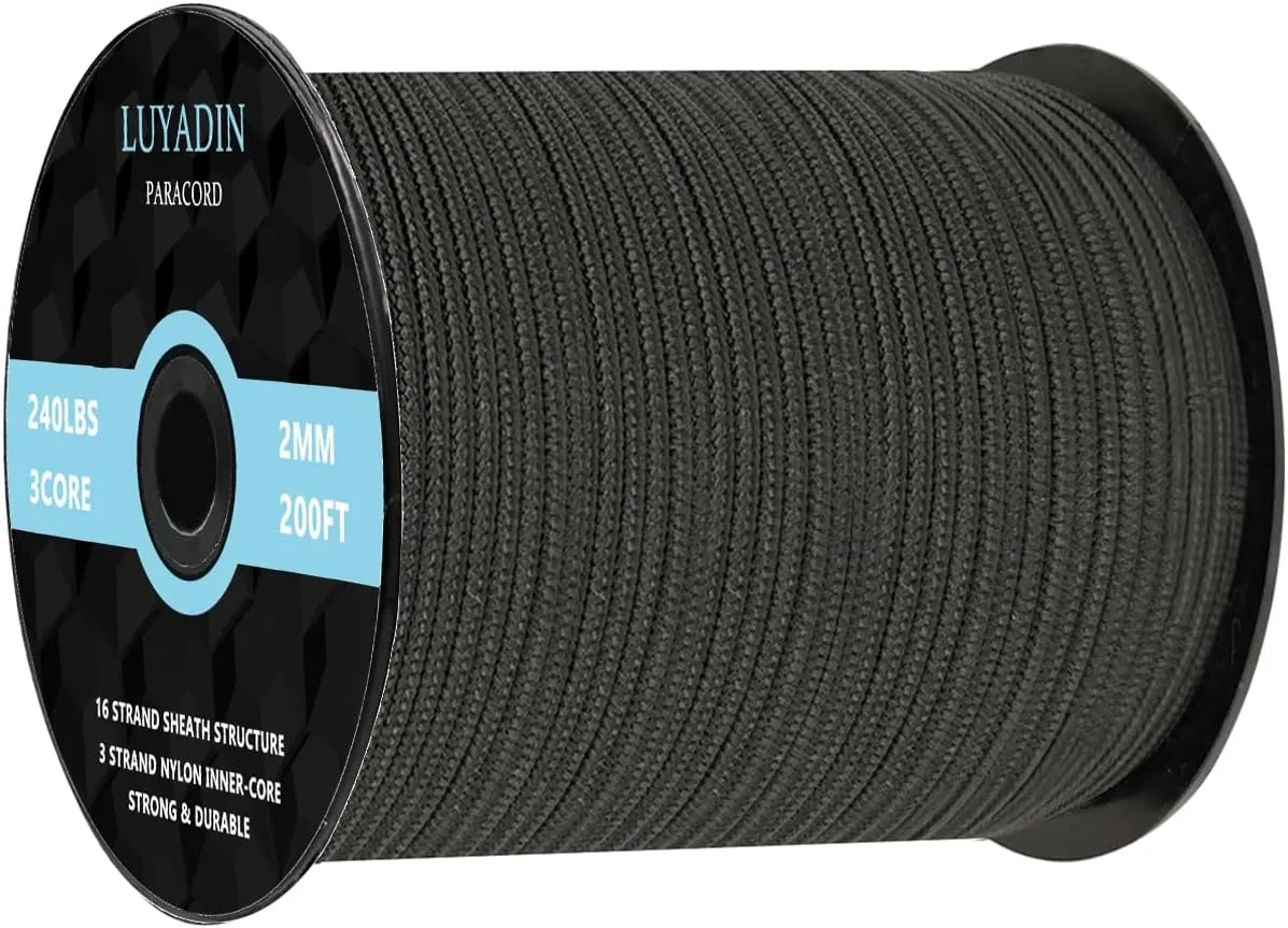Paracord 240lb - Diameter 2mm Micro Utility Cord -3 Strand Parachute Spool Cord - 100ft 200ft,Paracord for Camping,Hiking,Fishing,Outdoor and DIY