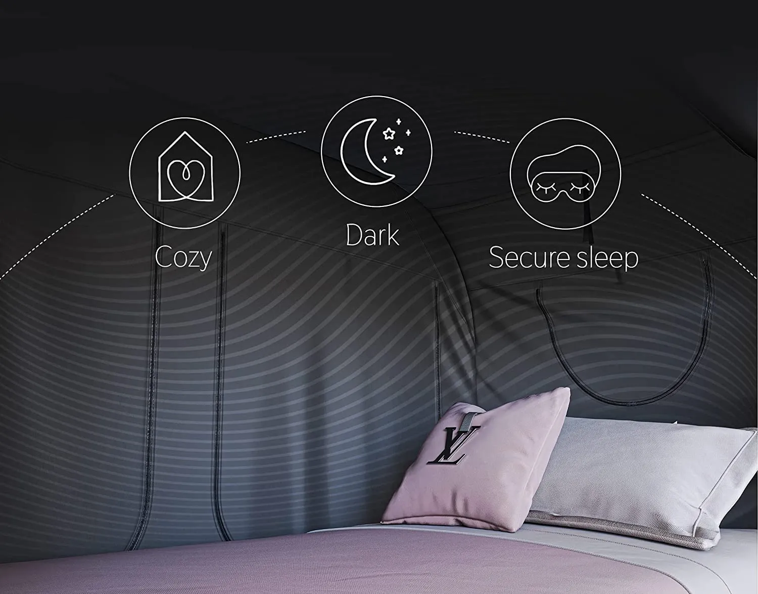 Privacy Pop Bed Tent Twin - Pop Up Privacy Tent for Twin Bed, Collapsible, Breathable, Light Reducing Pongee Bed Canopy for Warm and Cozy Night