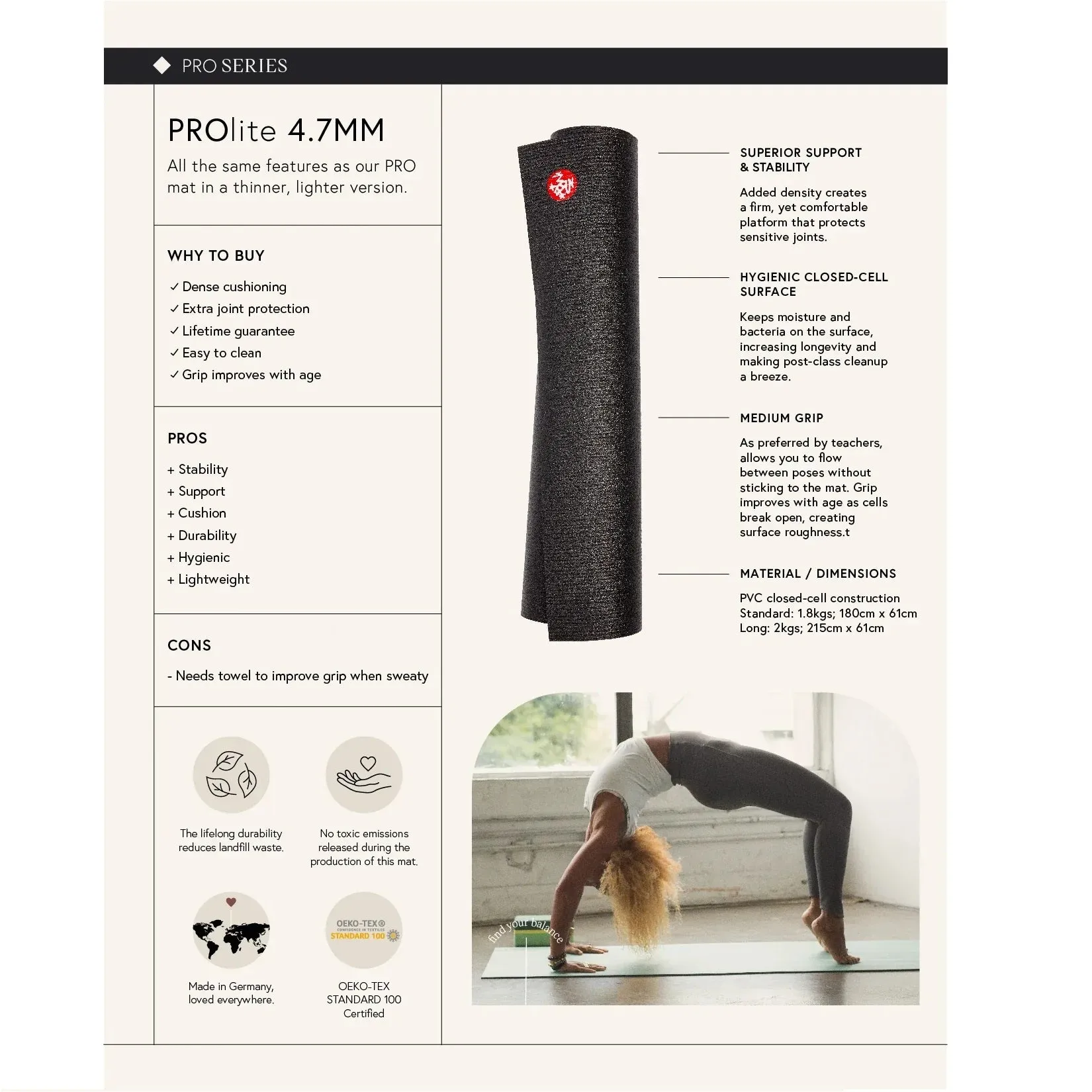 PROlite YOGA MAT - DEEP SEA - 71 INCHES