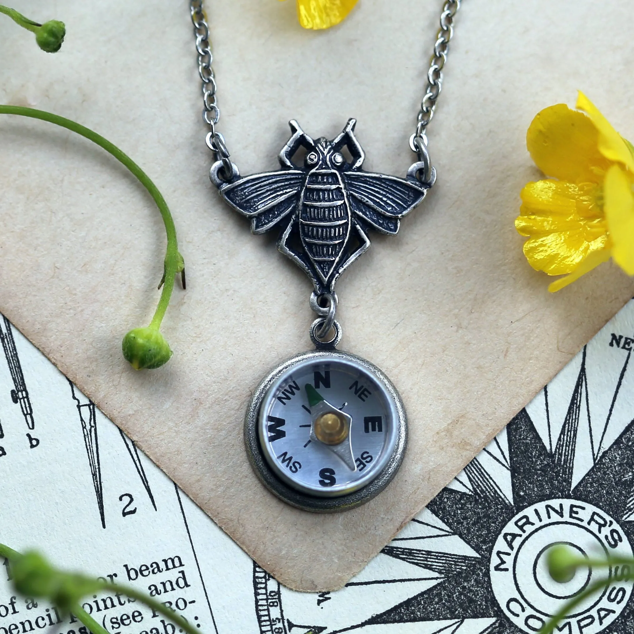 Small Silver Compass Necklace Choose a Style